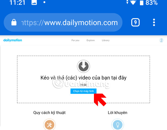 Guide to upload videos to Dailymotion on the phone