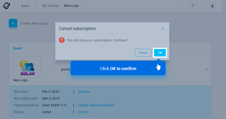 How to cancel subscription LogotypeMaker