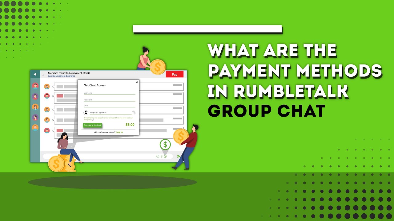 What are the payment methods in RumbleTalk group chat YouTube