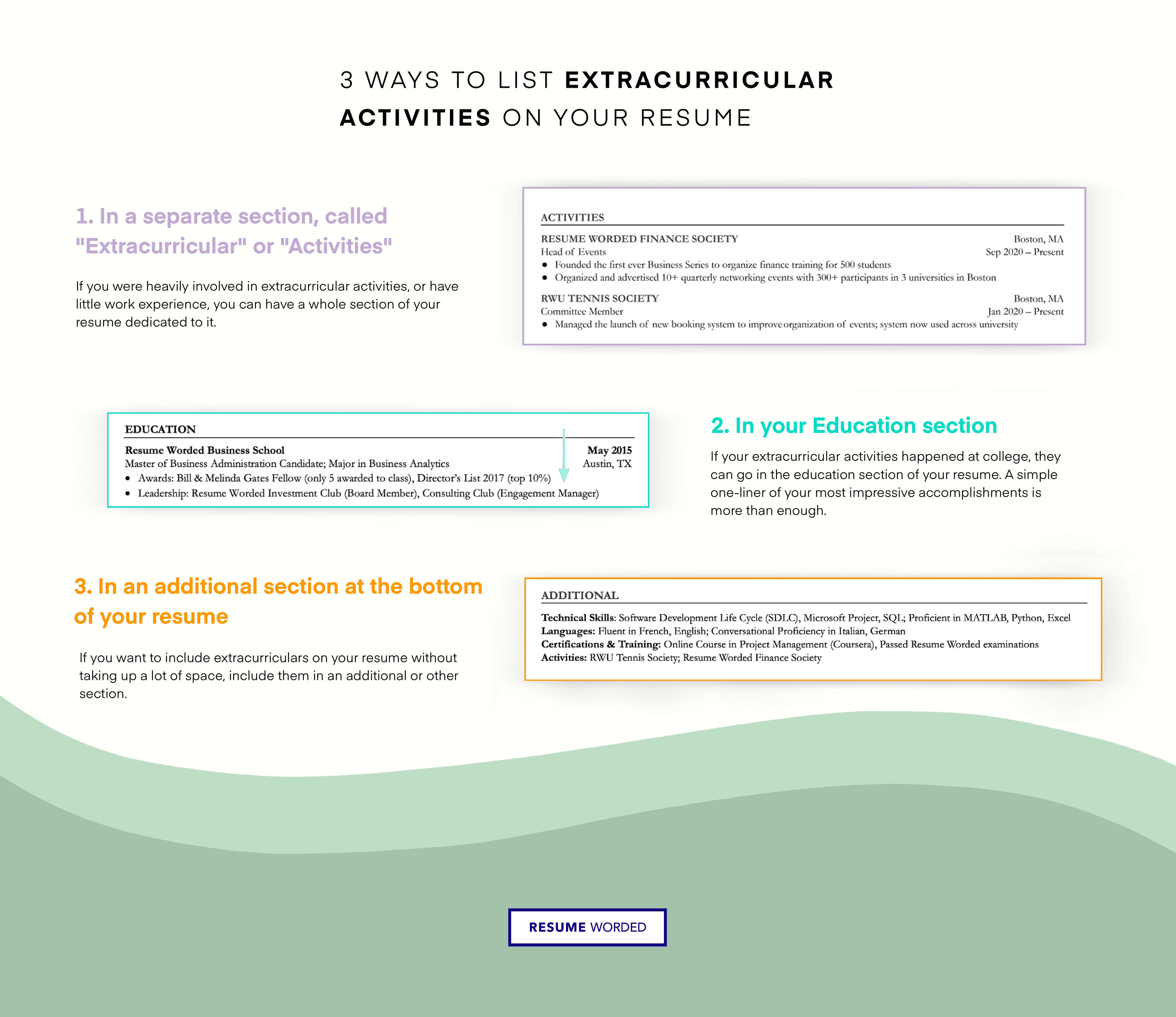 extracurricular activities examples for resume How to showcase