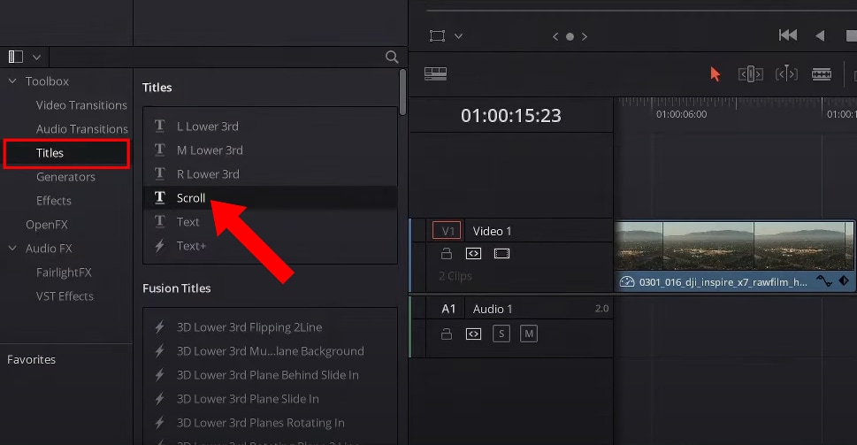 Comment crer des gnriques dfilants dans DaVinci Resolve