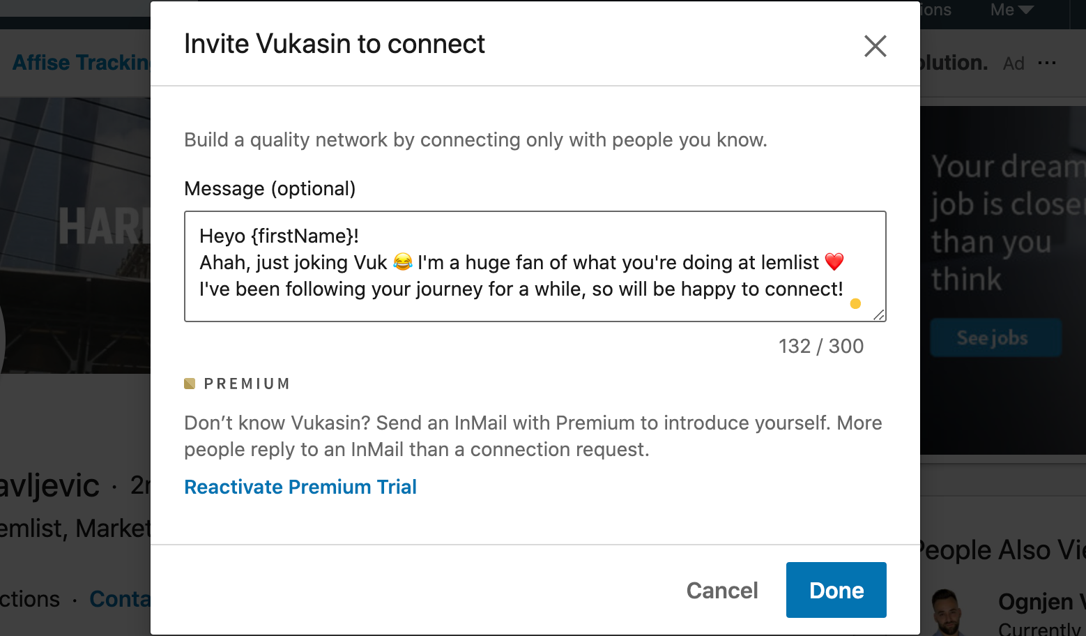 LinkedIn connect message tips with 10 templates examples
