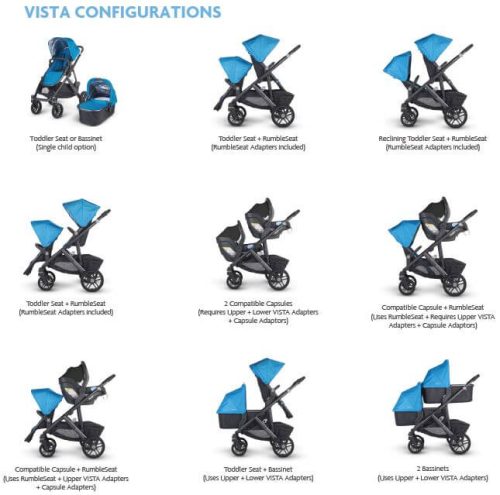 UppaBaby Vista Stroller V2 Bassinet Rumble Seat 15290