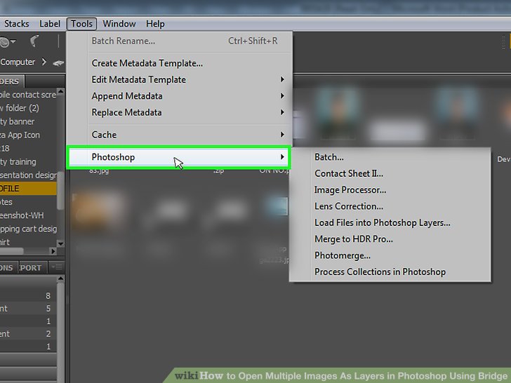 How to Open Multiple Images As Layers in Photoshop Using Bridge