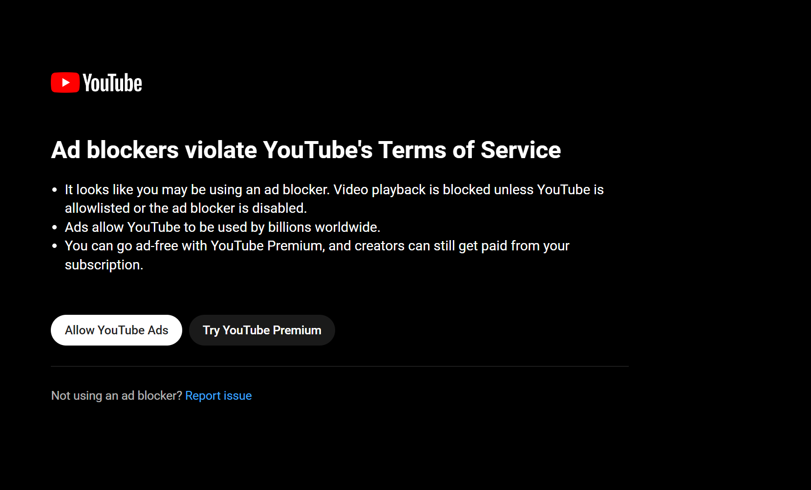 Youtube detecting ad blockers and locking player AdBlocking Brave