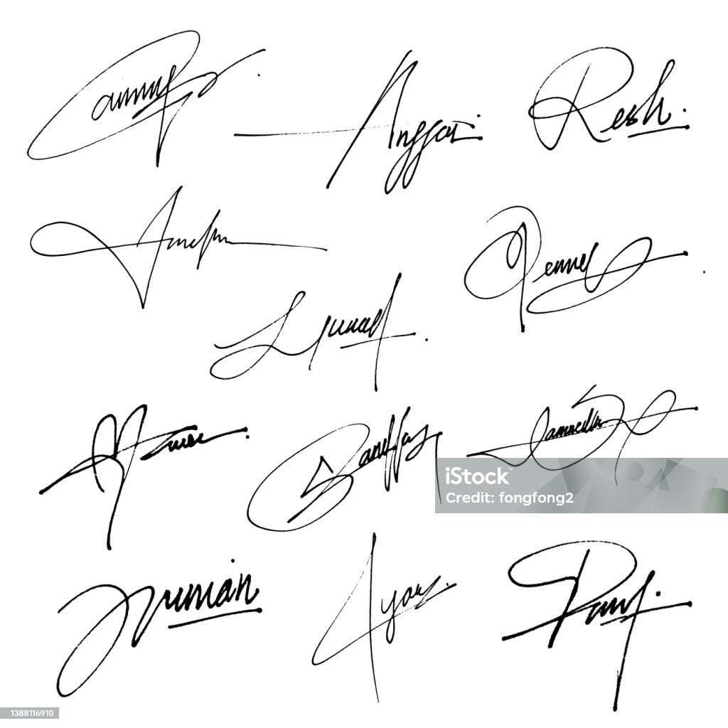 Collection Of Vector Signatures Fictitious Autograph Signature For