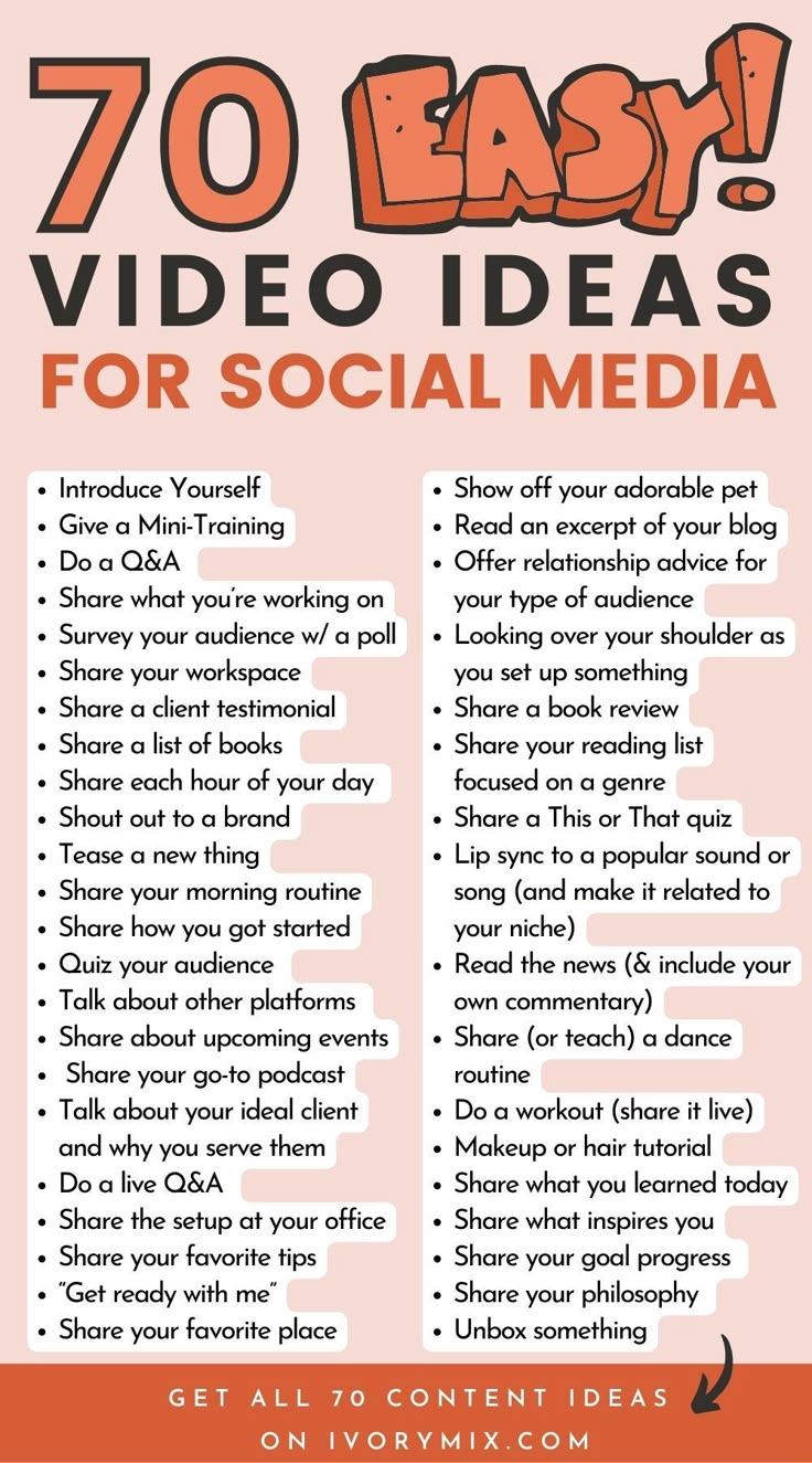 70 of the best video content ideas to grow your business Social media