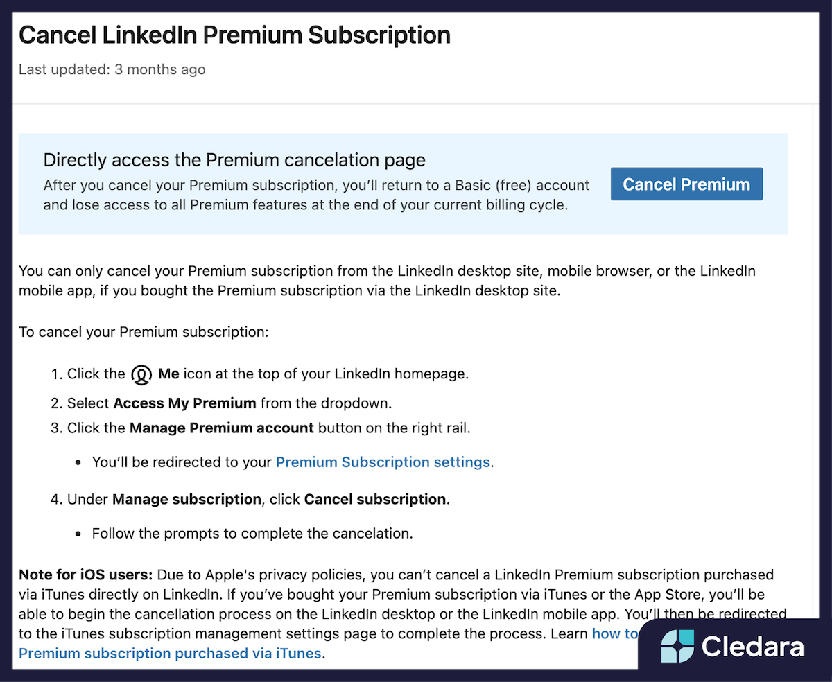 How to Cancel LinkedIn Premium Subscriptions Cledara