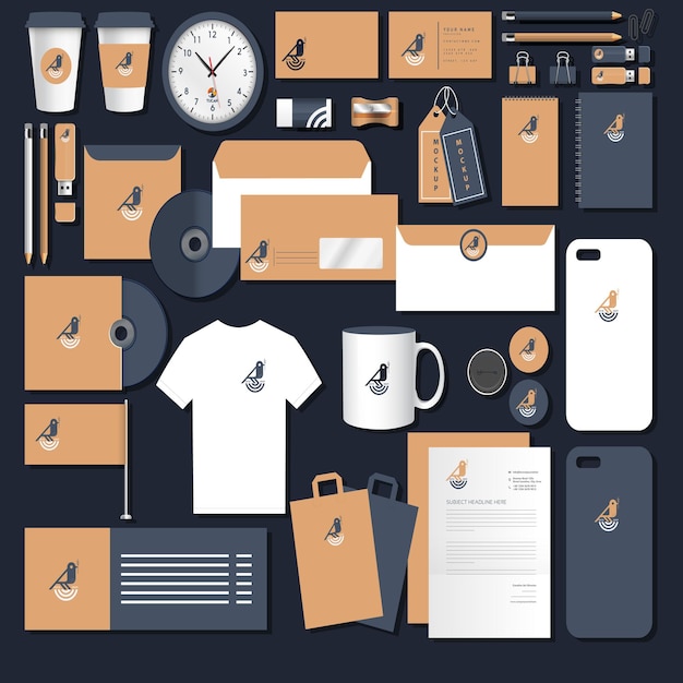 Premium Vector Corporate brand identity sets bird logo sketch vectors