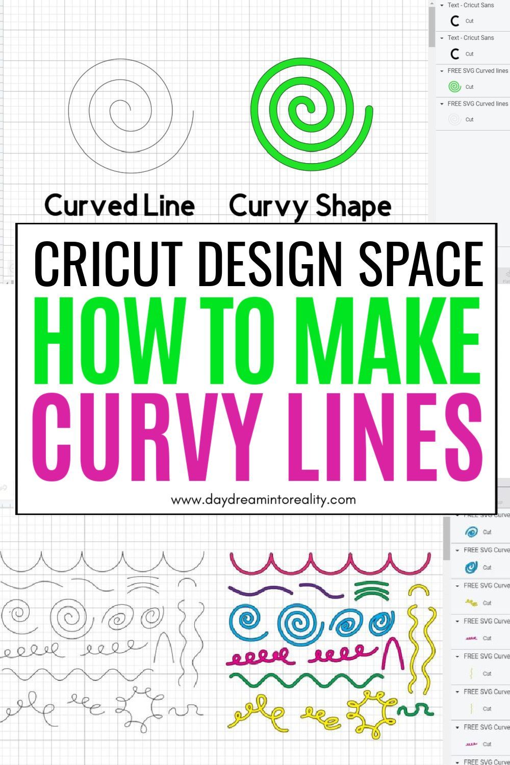 How to Make a Curved line in Cricut Design Space Free SVG Curvy Lines