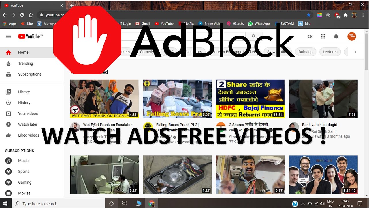 How to BLOCK Ads on youtube for FREE Watch AD FREE How to BLOCK