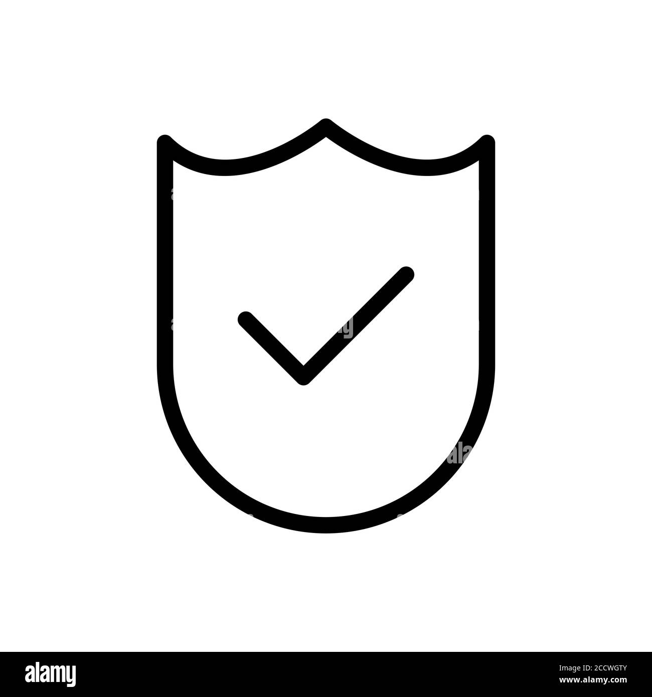 check mark and shield verified symbol line icon Vector Illustration