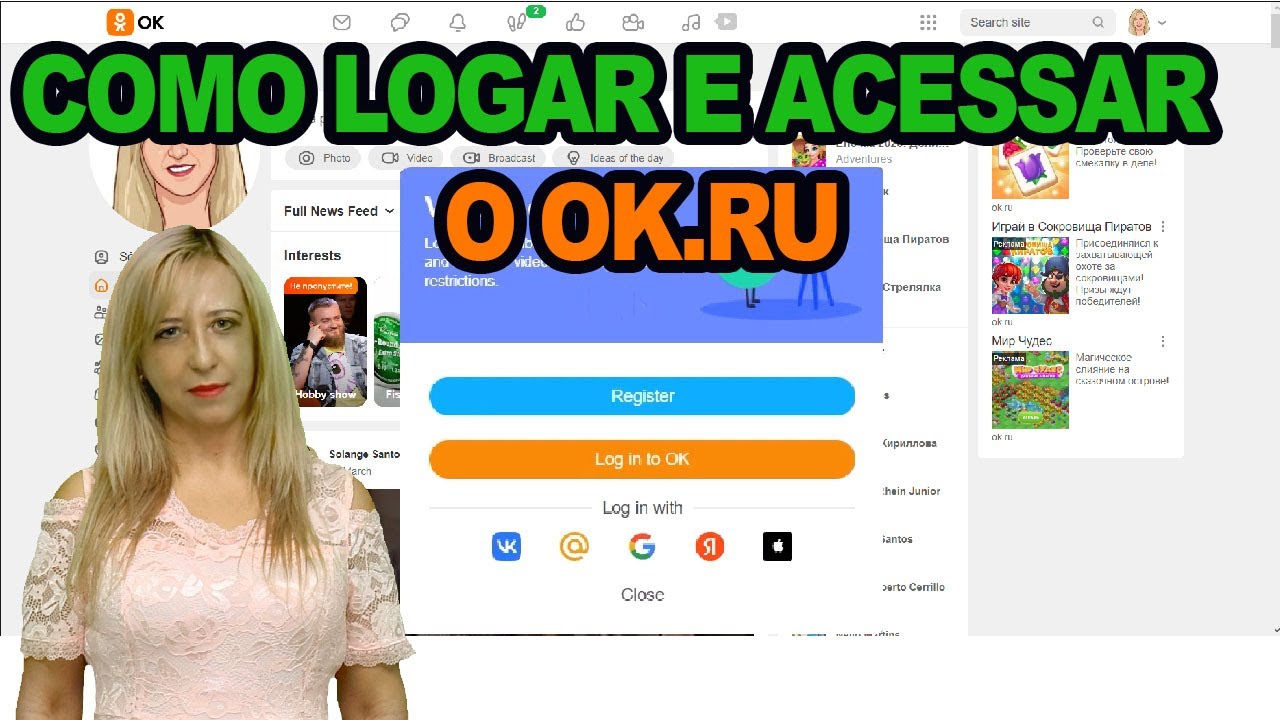 Como Logar e Acessar o OKRU YouTube