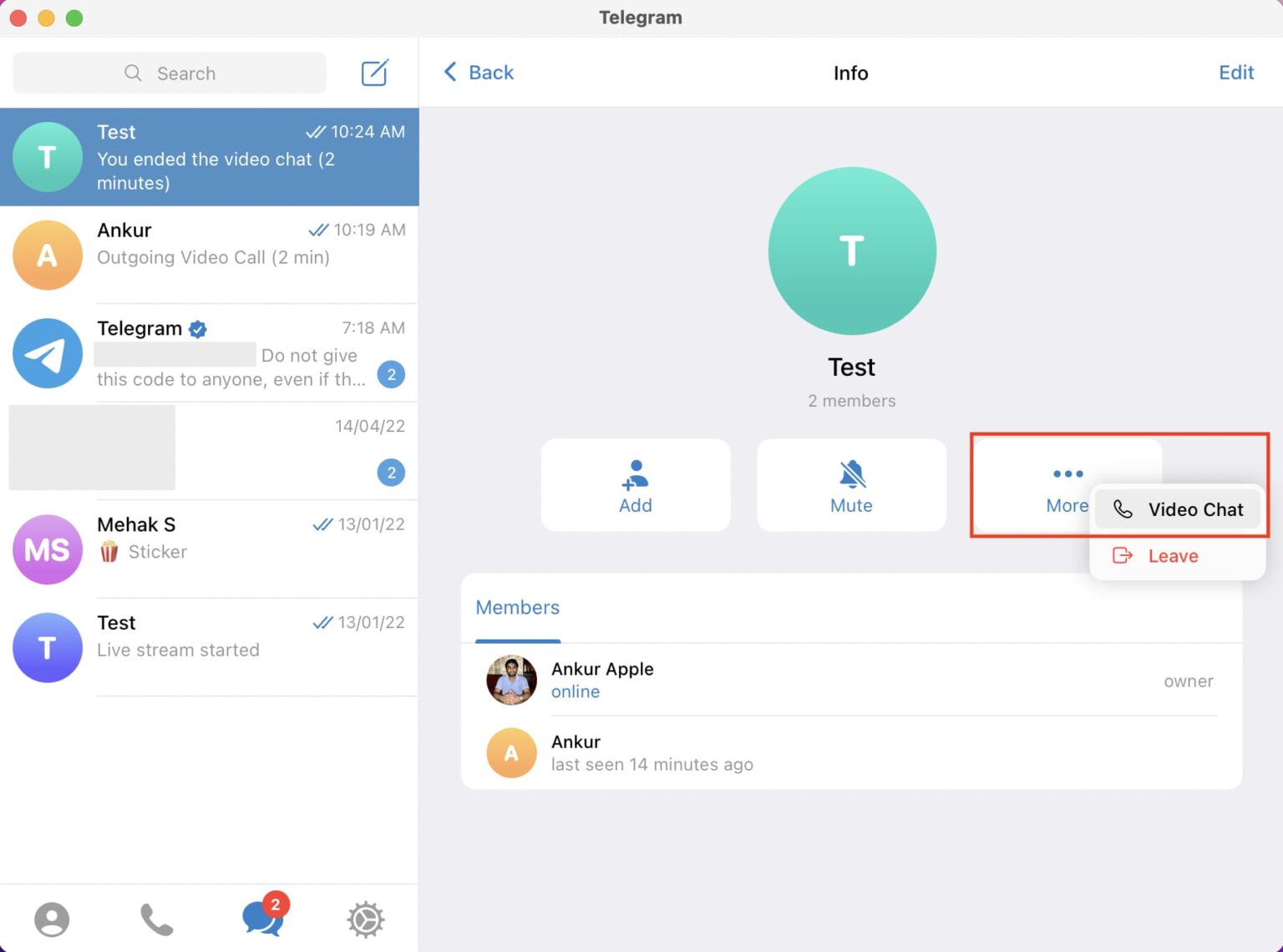 How to share your iPhone or Mac screen on a Telegram call