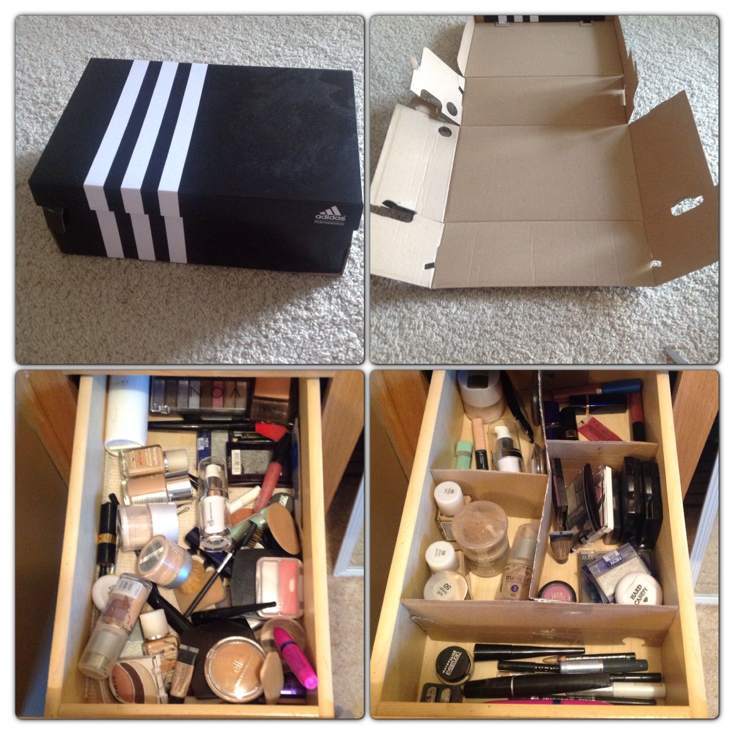 DIY Shoe Box Makeup Organizer