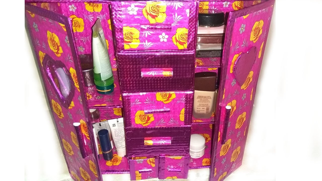 DIY Makeup Acessories OrganizerSHOE BOX CARTON RECYCLED YouTube