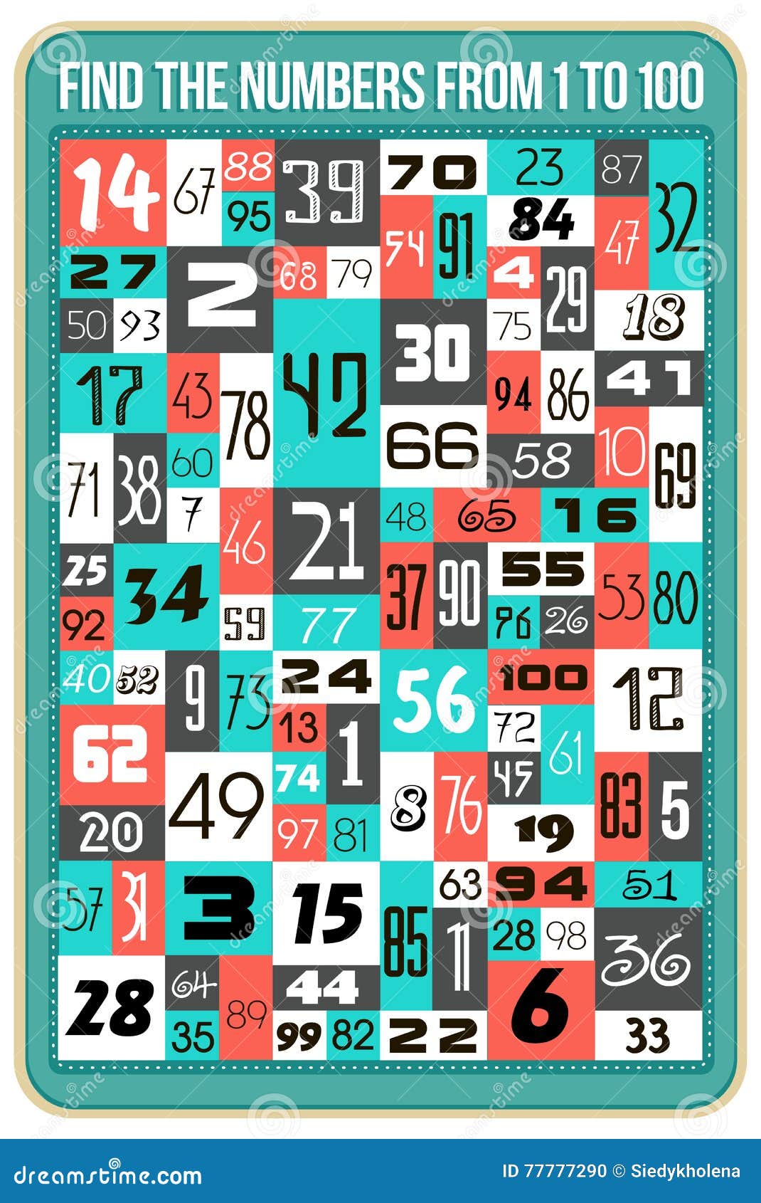 Find the numbers stock illustration Illustration of game 77777290