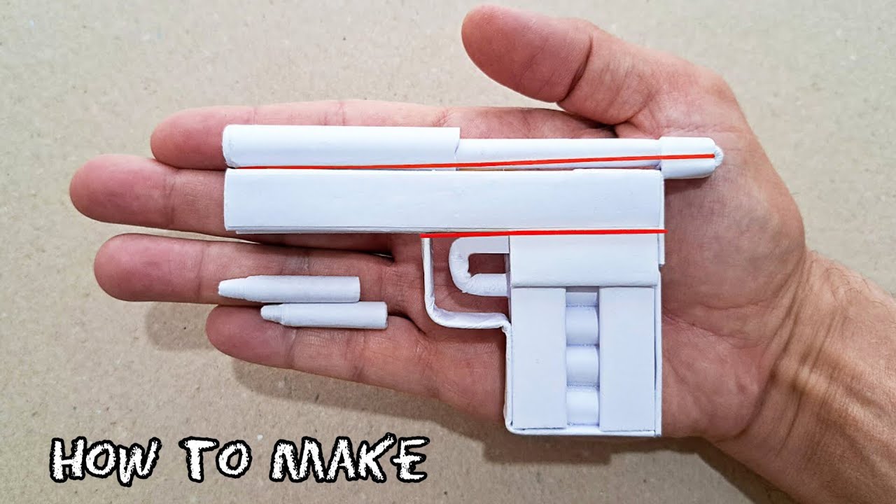 HOW TO MAKE BULLET SHOOTING MINI GUN FROM A4 PAPER PAPER POCKET GUN