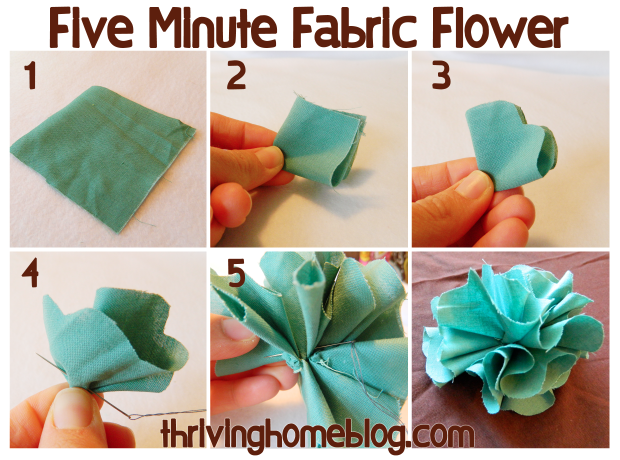 Five Minute Fabric Flowers Fabric flower tutorial Fabric flowers