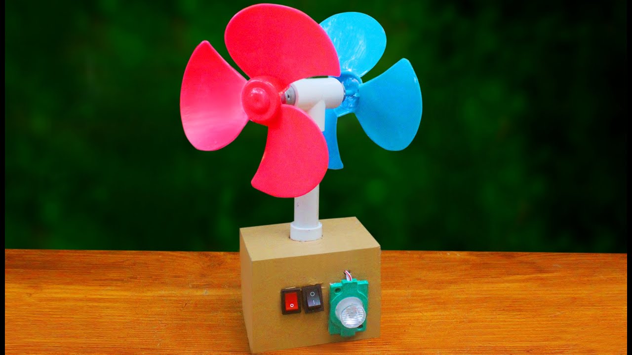 How to make electric fan using DC motor cardboard making two sided