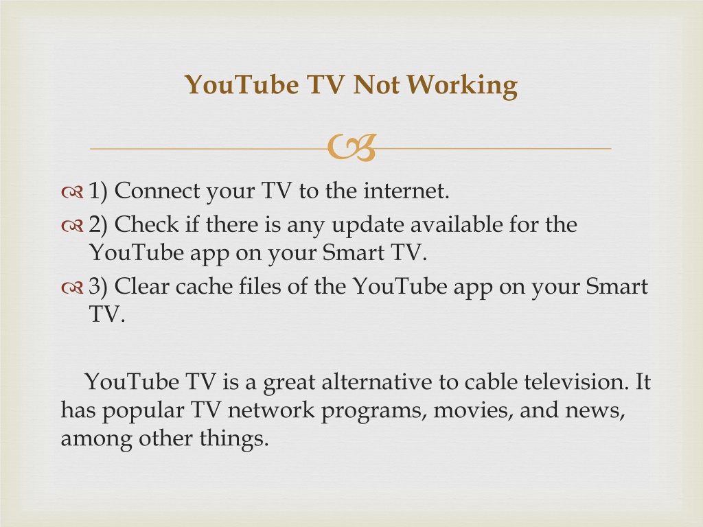 PPT How To Fix When YouTube TV Not Working PowerPoint Presentation