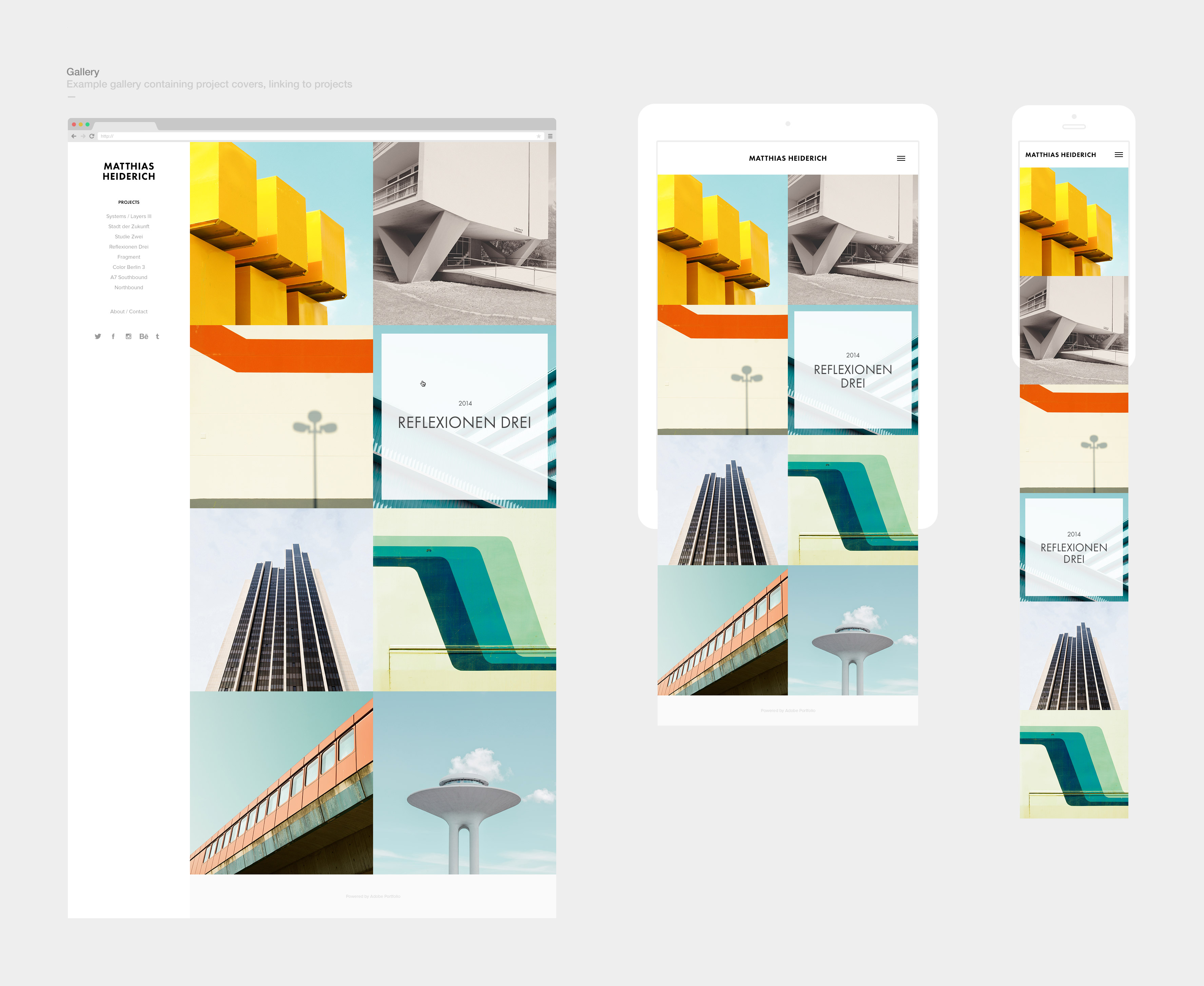Adobe Portfolio layouts by Andrew Couldwell
