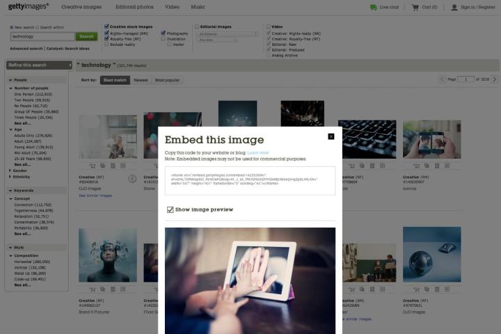 Getty Images puts up millions of photos for free noncommercial use