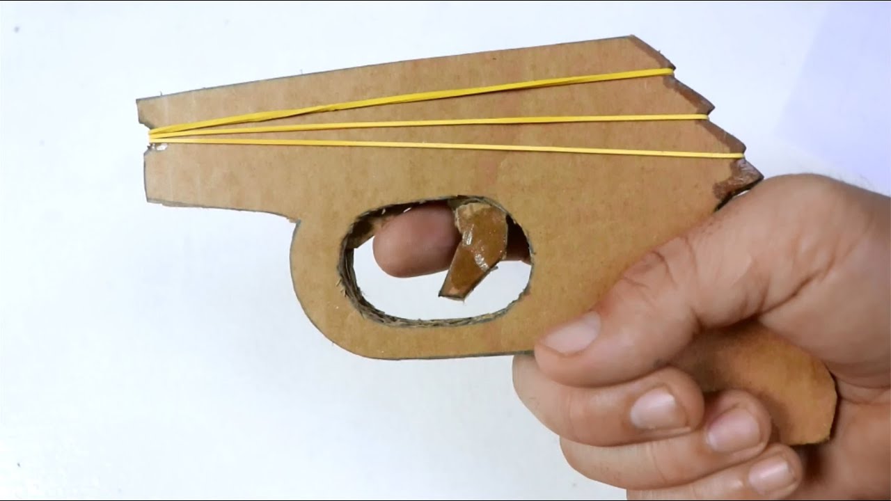 How to Make Rubber Band Gun pistol from Cardboard Tutorials from
