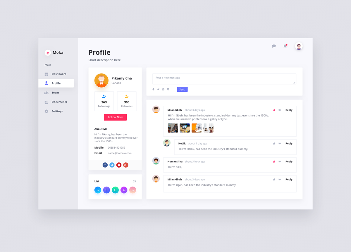 Profile Dashboard Design Behance