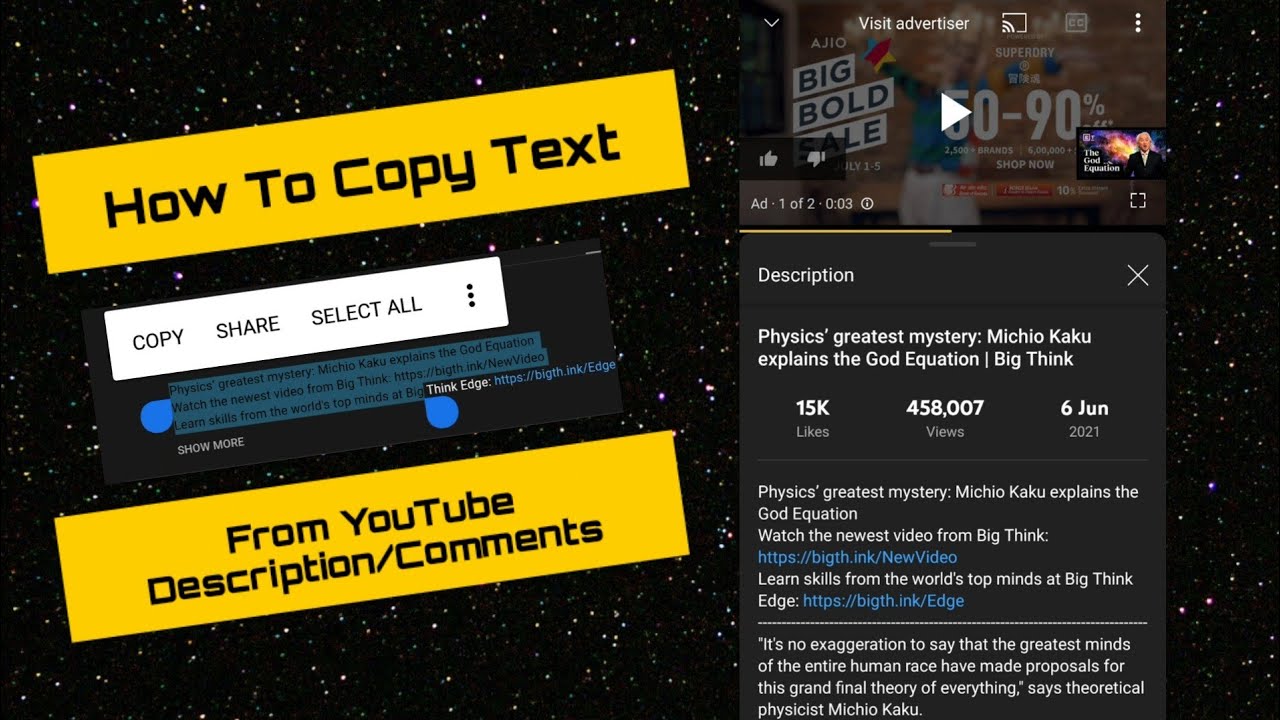 How To Copy Text From YouTube Description or Comments Copy Text From