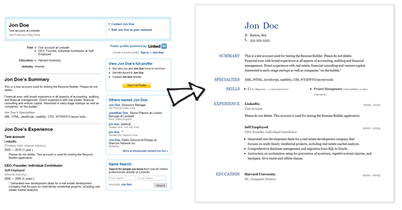 Sample Resume With Linkedin Url