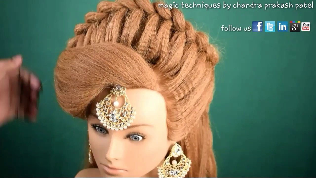front hairstyle with puff use in bridal wedding engagement for girls