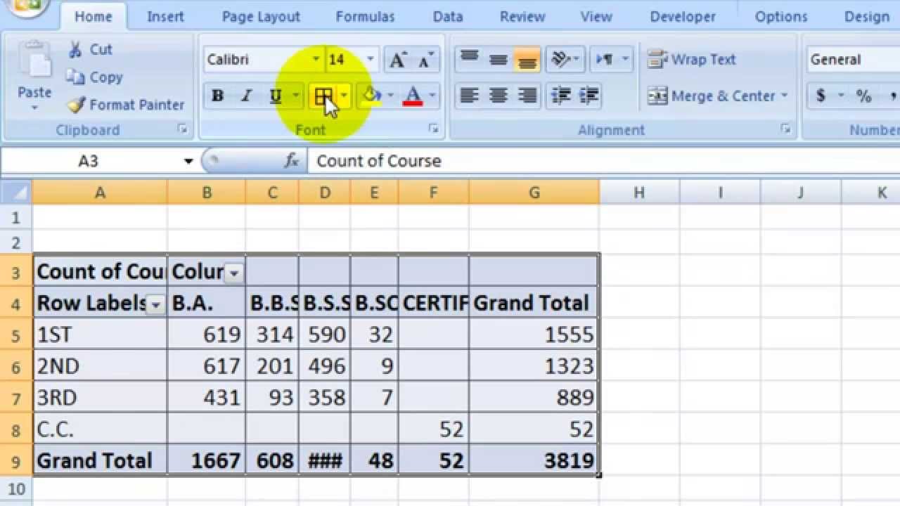 Pivot Table In Excel 2007 Tutorial Ppt Cabinets Matttroy