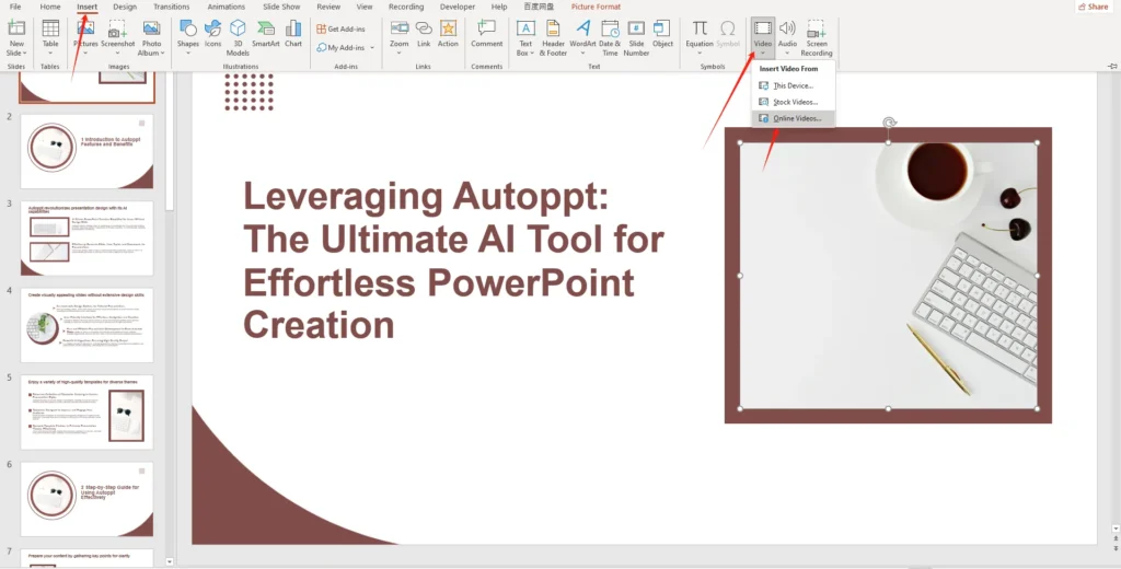 How to insert YouTube video into a PPT Autoppt