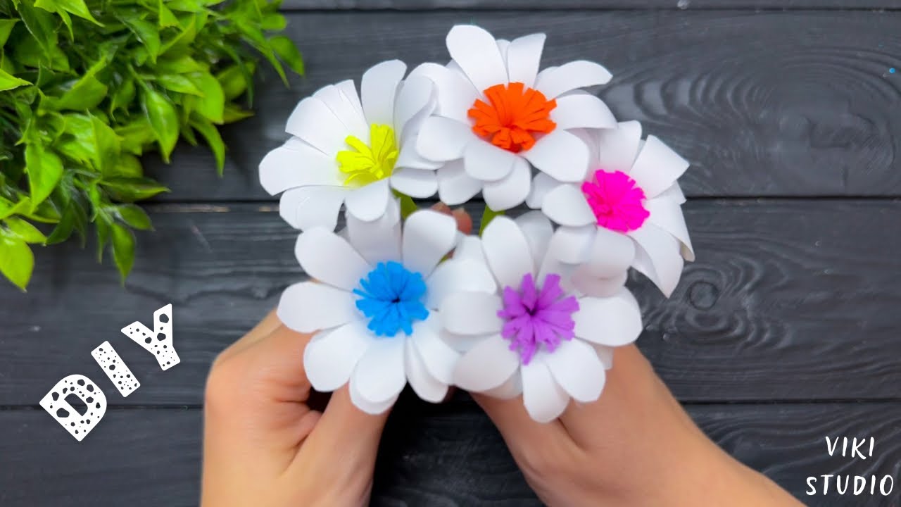 How to make EASY Paper Flowers DIY Paper Craft Ideas Tutorial  YouTube