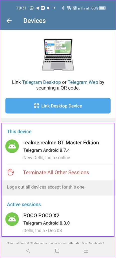 How to Log Out Devices From Telegram Account Guiding Tech