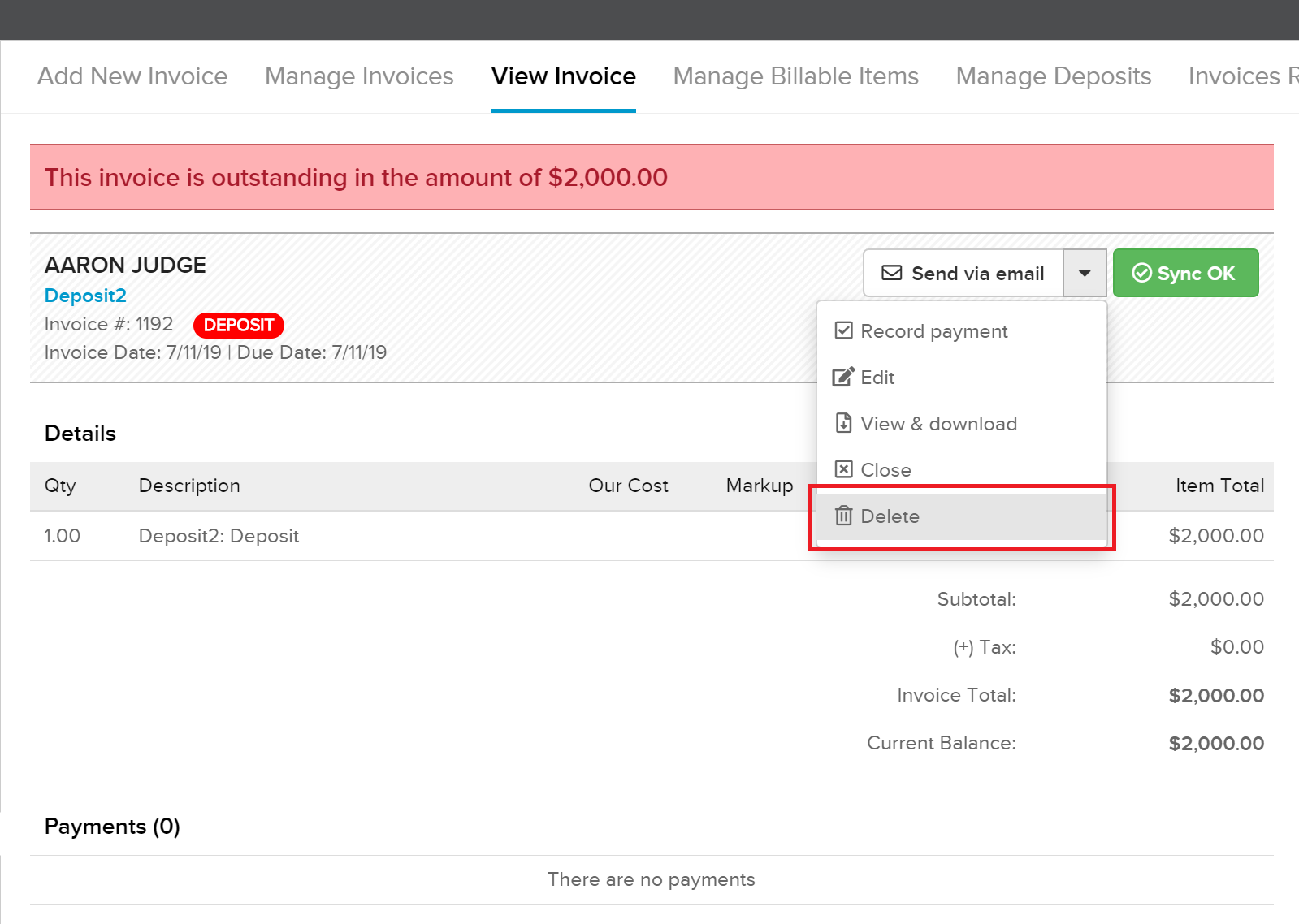 How to delete a deposit Knowify