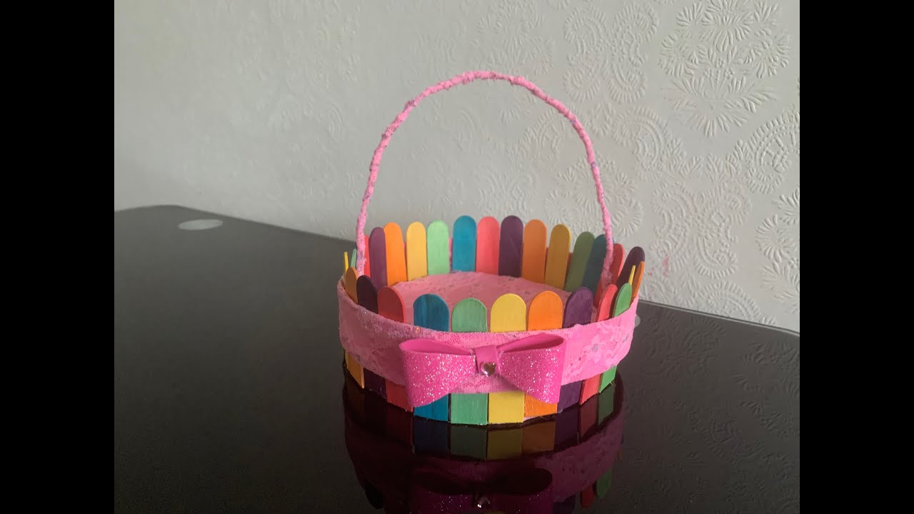 Amazing Basket From Ice cream Sticks Popsicle Sticks Craft YouTube