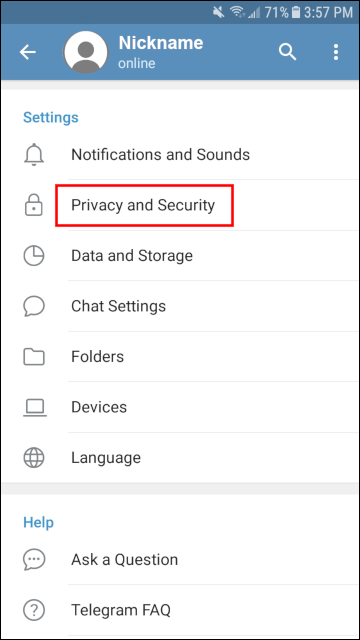 Telegram Privacy Settings