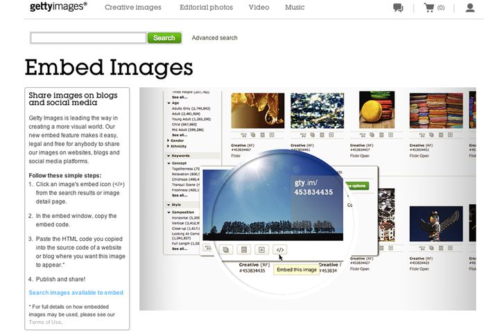 How to embed Getty Images on your site or blog