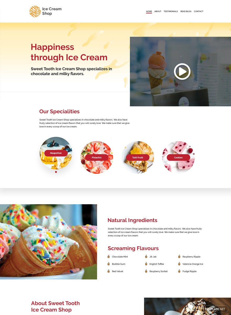 Ice Cream WordPress ThemeTemplate in WordPress Download Templatenet