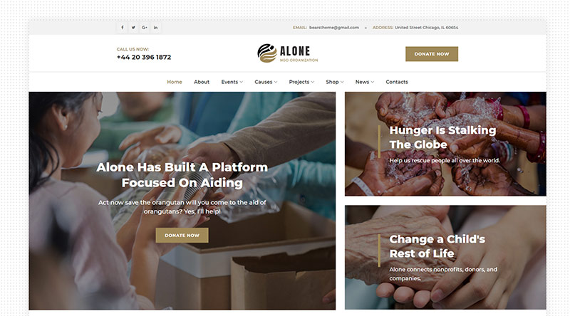 Alone Charity: A Powerful Nonprofit WordPress Theme Version 7.0