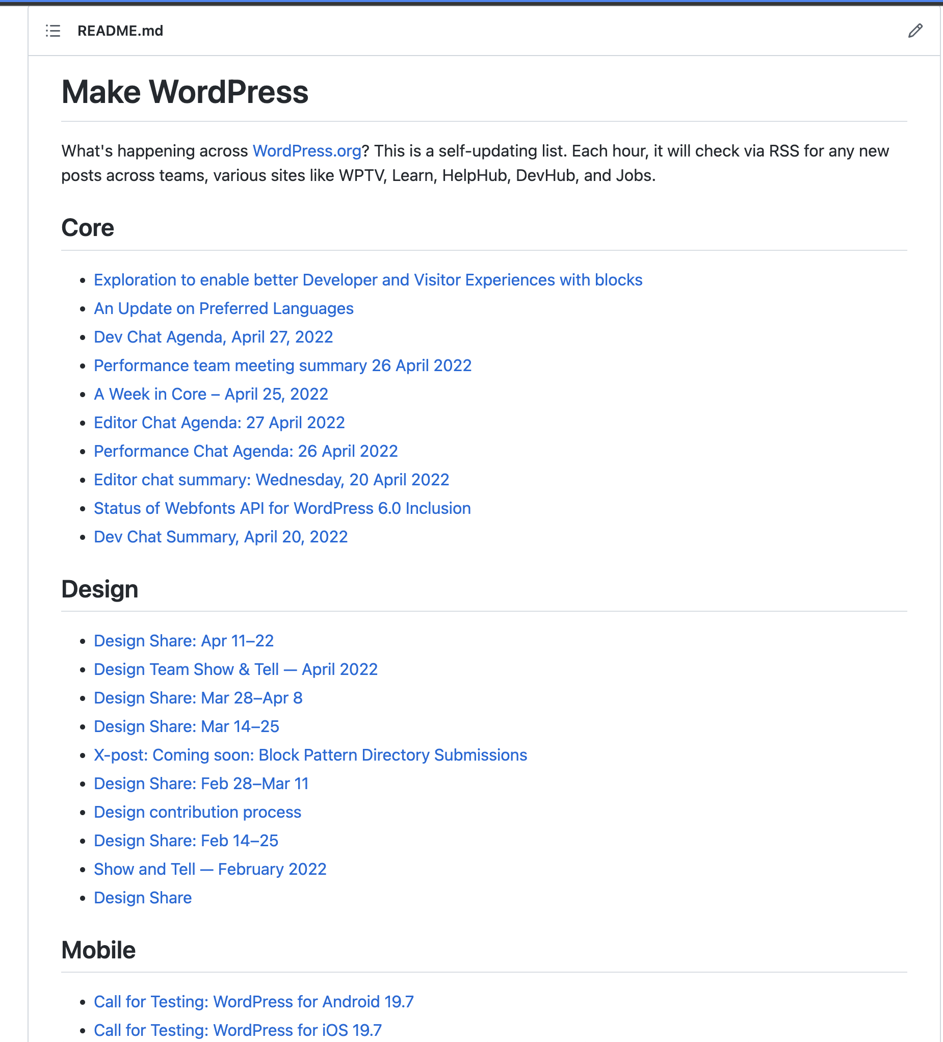 Proposal Make WordPress Team or Project Updates Make WordPressorg