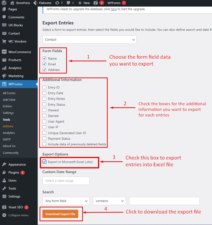 Ways Of Exporting Data To Excel And CSV From WordPress Form Entries 