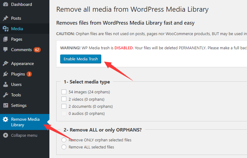 Removes Files From WordPress Media Library WP Missing