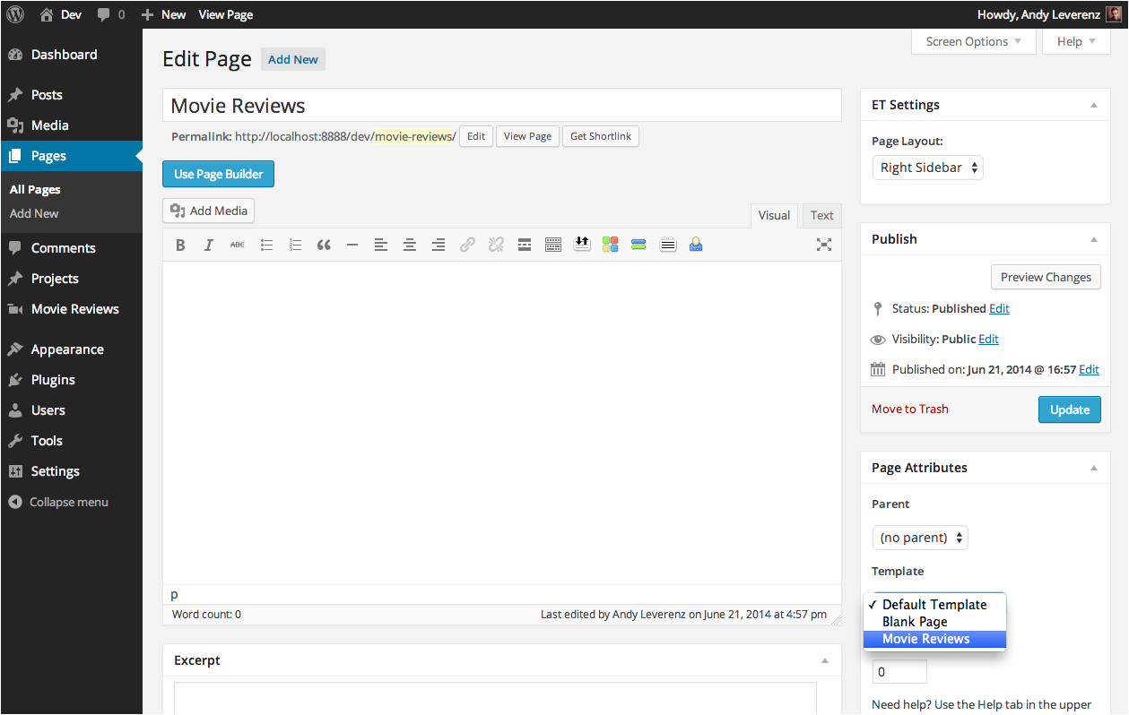 Modify WordPress Template williamsongaus
