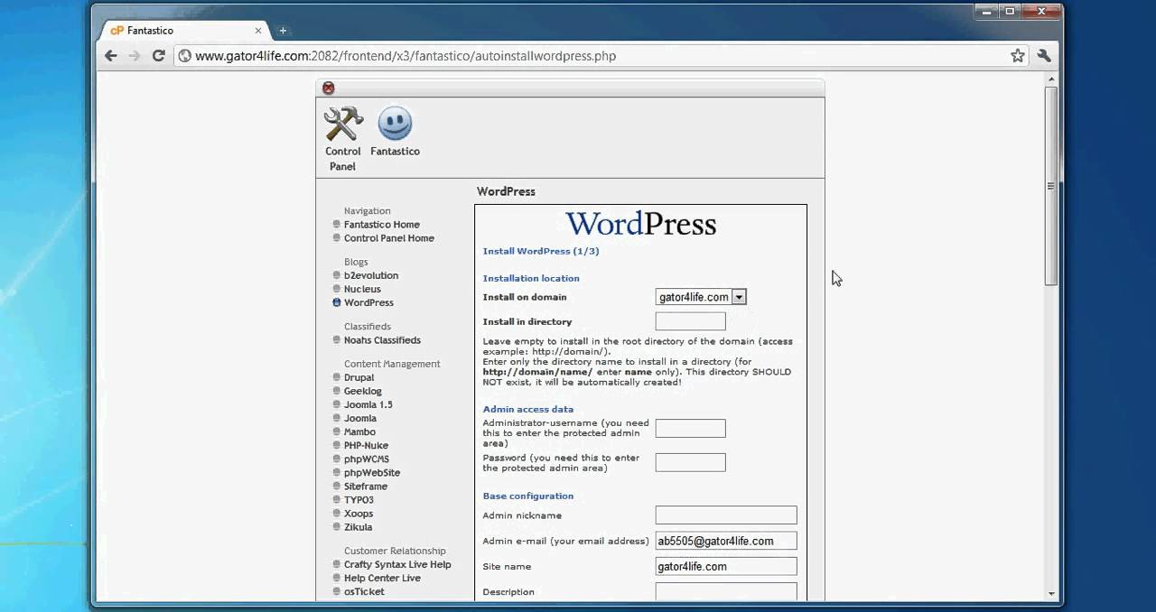 Setting up a wordpress site using hostgator and cpanel YouTube