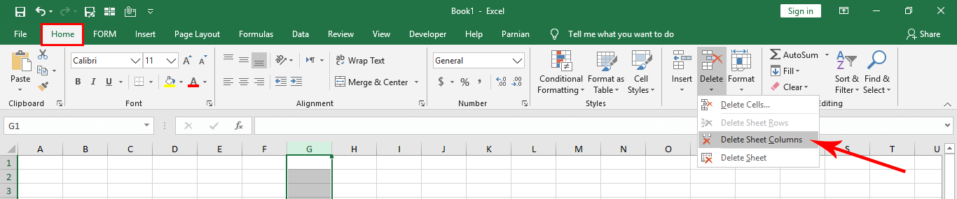        Delete Row  Column