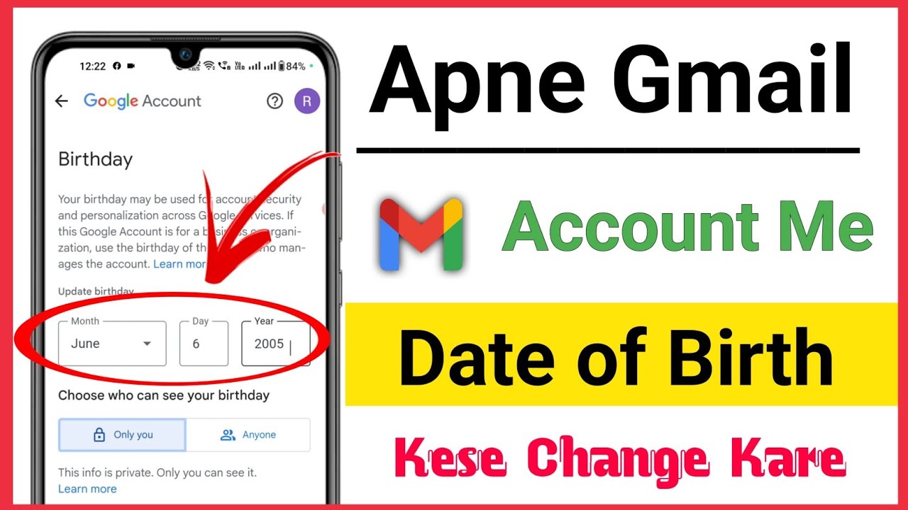 How to Change Birthday on Gmail in Urdu