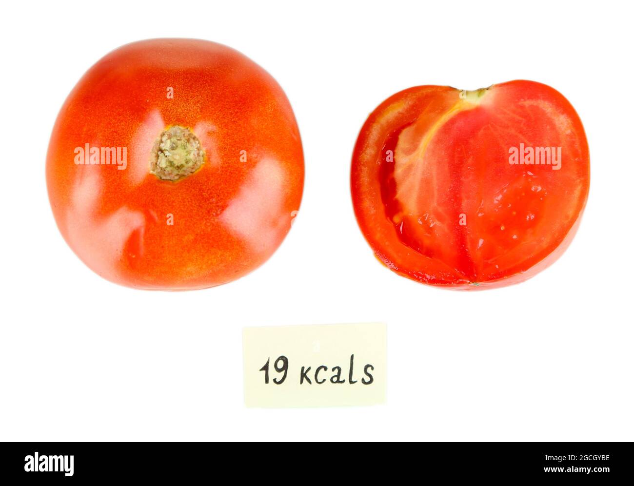 Calorie content of tomato isolated on white Stock Photo  Alamy